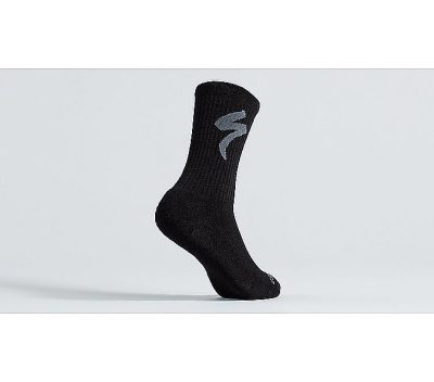 MERINO MIDWEIGHT TALL LOGO SOCK BLK L